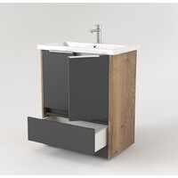  Дабер Тумба под умывальник 017 Andrea Elen 80 Т17.8А.0.22Б (дуб галифакс/серый/ручка белая) - Превью изображения №2 — Интернет-магазин Time-Shop