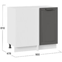 Шкаф напольный Трия Лорас 1Н9У (белый/холст вулкан) - Превью изображения №3 — Интернет-магазин Time-Shop