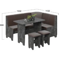 Обеденная группа Трия Техас исп. 1 (ателье темный/экокожа коричневый) - Превью изображения №2 — Интернет-магазин Time-Shop