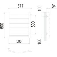 Полотенцесушитель TERMINUS Классик П6 500x600 (боковое подключение 50, хром) - Превью изображения №3 — Интернет-магазин Time-Shop