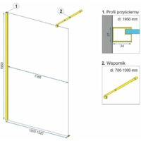 Душевая стенка Rea Aero 120 (золотой/прозрачное стекло) - Превью изображения №5 — Интернет-магазин Time-Shop