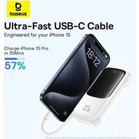 Внешний аккумулятор Baseus Qpow Pro+ Digital Display Fast Charge 22.5W 10000mAh (белый) - Превью изображения №2 — Интернет-магазин Time-Shop