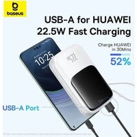 Внешний аккумулятор Baseus Qpow Pro+ Digital Display Fast Charge 22.5W 10000mAh (белый) - Превью изображения №3 — Интернет-магазин Time-Shop