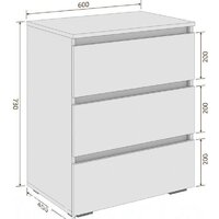 Комод Кортекс-мебель Бари 60 3ш (дуб сонома/дуб сонома/белый) - Превью изображения №5 — Интернет-магазин Time-Shop