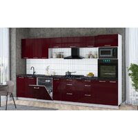 Готовая кухня Интерлиния Мила Gloss 3.5-ПМ1-2 (бордовый глянец/бордовый глянец/кастилло темный) - Превью изображения №3 — Интернет-магазин Time-Shop
