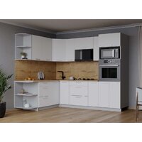 Готовая кухня Интерлиния Мила Лайт 1.68x2.4 левая (белый платинум/белый платинум/дуб бунратти) - Превью изображения №2 — Интернет-магазин Time-Shop