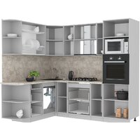 Готовая кухня Интерлиния Мила Лайт 1.68x2.4 левая (белый платинум/белый платинум/дуб бунратти) - Превью изображения №3 — Интернет-магазин Time-Shop