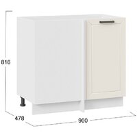 Шкаф напольный Трия Лорас 1Н9У (белый/холст брюле) - Превью изображения №3 — Интернет-магазин Time-Shop