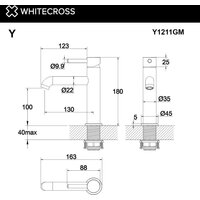 Смеситель Whitecross Y 1211GM (оружейная сталь) - Превью изображения №3 — Интернет-магазин Time-Shop