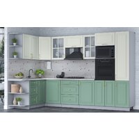 Готовая кухня Интерлиния Мила Шато 1.68x3.2 ВТ левая (белый/мята/бискайская сосна) - Превью изображения №4 — Интернет-магазин Time-Shop