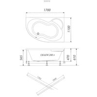 Ванна Triton Мари 170x110 R Релакс Flat (с гидромассажем) - Превью изображения №3 — Интернет-магазин Time-Shop