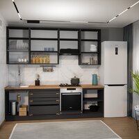 Готовая кухня ВерсоМебель Эко Премиум 2.6 (кашемир/ст. дуб вотан) - Превью изображения №6 — Интернет-магазин Time-Shop