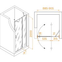 Душевая дверь RGW HO-014 350601409-11 (хром/прозрачное стекло) - Превью изображения №4 — Интернет-магазин Time-Shop
