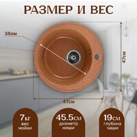 Кухонная мойка Saniteco Nova (терракот) - Превью изображения №5 — Интернет-магазин Time-Shop