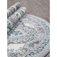 Ковер для жилой комнаты Merinos Palermo F290-OVAL-GRAY (1.6х2.3) - Превью изображения №2 — Интернет-магазин Time-Shop