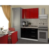 Готовая кухня Кастанье Марта 1.2 (красный китайский глянец/черный глянец) - Превью изображения №2 — Интернет-магазин Time-Shop