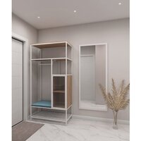Стеллаж Hype Mebel Босс 100x200 (черный/дуб галифакс натуральный/велюр серый) - Превью изображения №3 — Интернет-магазин Time-Shop