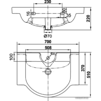 Умывальник Керамин Квадро 70 - Превью изображения №5 — Интернет-магазин Time-Shop