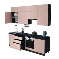 Готовая кухня ВерсоМебель Эко Премиум 2.6 (пудровый/ст. тунис) - Превью изображения №2 — Интернет-магазин Time-Shop