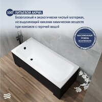 Ванна Lauter Bianca 140 21207140 (с ножками, черным подголов.,черным лиц. и торц.экраном) - Превью изображения №5 — Интернет-магазин Time-Shop