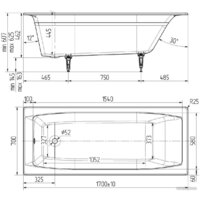 Ванна Универсал Эталон-У 170х70 (1 сорт, без ножек) - Превью изображения №3 — Интернет-магазин Time-Shop