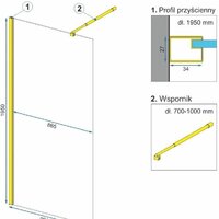 Душевая стенка Rea Aero 90 (золотой/прозрачное стекло) - Превью изображения №5 — Интернет-магазин Time-Shop