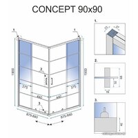 Душевой уголок Rea Concept 90x90 (черный/прозрачное стекло) - Превью изображения №5 — Интернет-магазин Time-Shop
