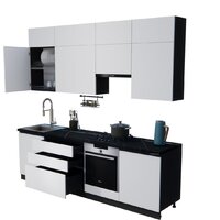 Готовая кухня ВерсоМебель Эко Премиум 2.6 (белый фасадный/ст. тунис) - Превью изображения №2 — Интернет-магазин Time-Shop