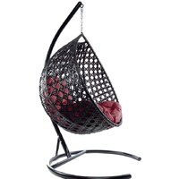 Подвесное кресло M-Group Капля Люкс 11030402 (черный ротанг/бордовая подушка) - Превью изображения №3 — Интернет-магазин Time-Shop