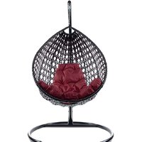 M-Group Капля Люкс 11030402 (черный ротанг/бордовая подушка)