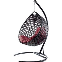 Подвесное кресло M-Group Капля Люкс 11030402 (черный ротанг/бордовая подушка) - Превью изображения №2 — Интернет-магазин Time-Shop