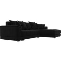 Угловой диван Лига диванов НордСтар правый 121117 (микровельвет черный/подушки микровельвет черный) - Превью изображения №4 — Интернет-магазин Time-Shop