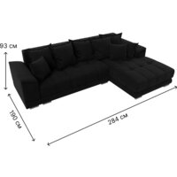 Угловой диван Лига диванов НордСтар правый 121117 (микровельвет черный/подушки микровельвет черный) - Превью изображения №10 — Интернет-магазин Time-Shop