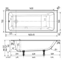 Ванна Wotte Line 160x70 - Превью изображения №2 — Интернет-магазин Time-Shop