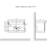 Velvex Тумба под умывальник Compo 700-0-1 tp.COM.9696.70.1Y (белый глянец) - Превью изображения №9 — Интернет-магазин Time-Shop