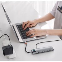Док-станция Baseus Metal Gleam Series 11-in-1 Multifunctional HUB Type-C Hub Docking Station CAHUB-CT0G - Превью изображения №11 — Интернет-магазин Time-Shop