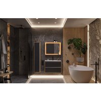  ЗОВ Тумба под умывальник Парма 80 P80LHO0MBPMC1A (дуб/черный) - Превью изображения №2 — Интернет-магазин Time-Shop