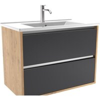 ЗОВ Тумба под умывальник Парма 80 P80LHO0MBPMC1A (дуб/черный)