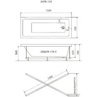 Ванна Triton Аура 150x70 New (с каркасом и сифоном) - Превью изображения №6 — Интернет-магазин Time-Shop