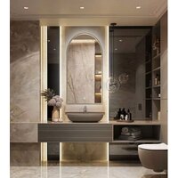 Зеркало EMZE Led с подсветкой и УФ-окантовкой 50x100 LED.UV.ARC.50.100.AUR (золото) - Превью изображения №2 — Интернет-магазин Time-Shop