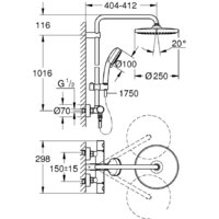 Душевая система  Grohe Tempesta Cosmopolitan System 250 26670000 - Превью изображения №4 — Интернет-магазин Time-Shop