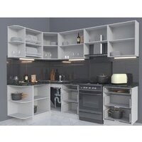 Готовая кухня Интерлиния Мила Матте 1.5x2.6 Б правая (белый-белый-кастилло темный) - Превью изображения №7 — Интернет-магазин Time-Shop