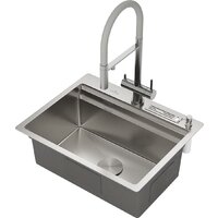 Кухонная мойка Roxen Stage 560250-60 сатин (c держателем для ножей, двумя коландерами, разделочной доской и дозатором) - Превью изображения №4 — Интернет-магазин Time-Shop