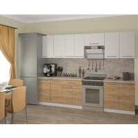 Готовая кухня Кастанье Марта 2.8 (белый глянец/дуб крафт золотой матовый) - Превью изображения №2 — Интернет-магазин Time-Shop