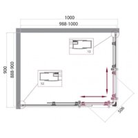 Душевой уголок BelBagno UNO-195-AH-2-100/90-C-Cr (прозрачное стекло) - Превью изображения №5 — Интернет-магазин Time-Shop