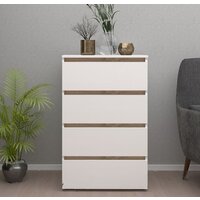 Комод Кортекс-мебель Бари 60 4ш (белый/белый/дуб сонома) - Превью изображения №3 — Интернет-магазин Time-Shop