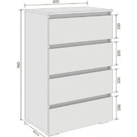 Комод Кортекс-мебель Бари 60 4ш (белый/белый/дуб сонома) - Превью изображения №5 — Интернет-магазин Time-Shop