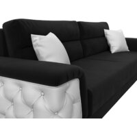 Диван Лига диванов Лига-023 119157 (микровельвет черный/компаньон/подушки экокожа белый) - Превью изображения №3 — Интернет-магазин Time-Shop