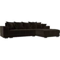 Лига диванов НордСтар правый 121115 (микровельвет коричневый/подушки микровельвет коричневый)