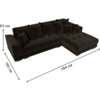 Угловой диван Лига диванов НордСтар правый 121115 (микровельвет коричневый/подушки микровельвет коричневый) - Превью изображения №10 — Интернет-магазин Time-Shop